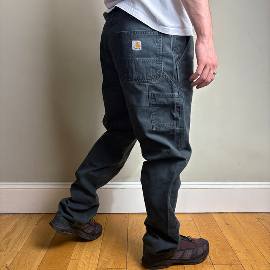 Vintage Carhartt Black Workwear Carpenter Baggy Trousers - 38L