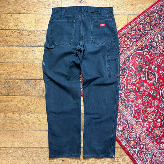 Vintage Dickies Workwear Carpenter Black Baggy Trousers - 38L