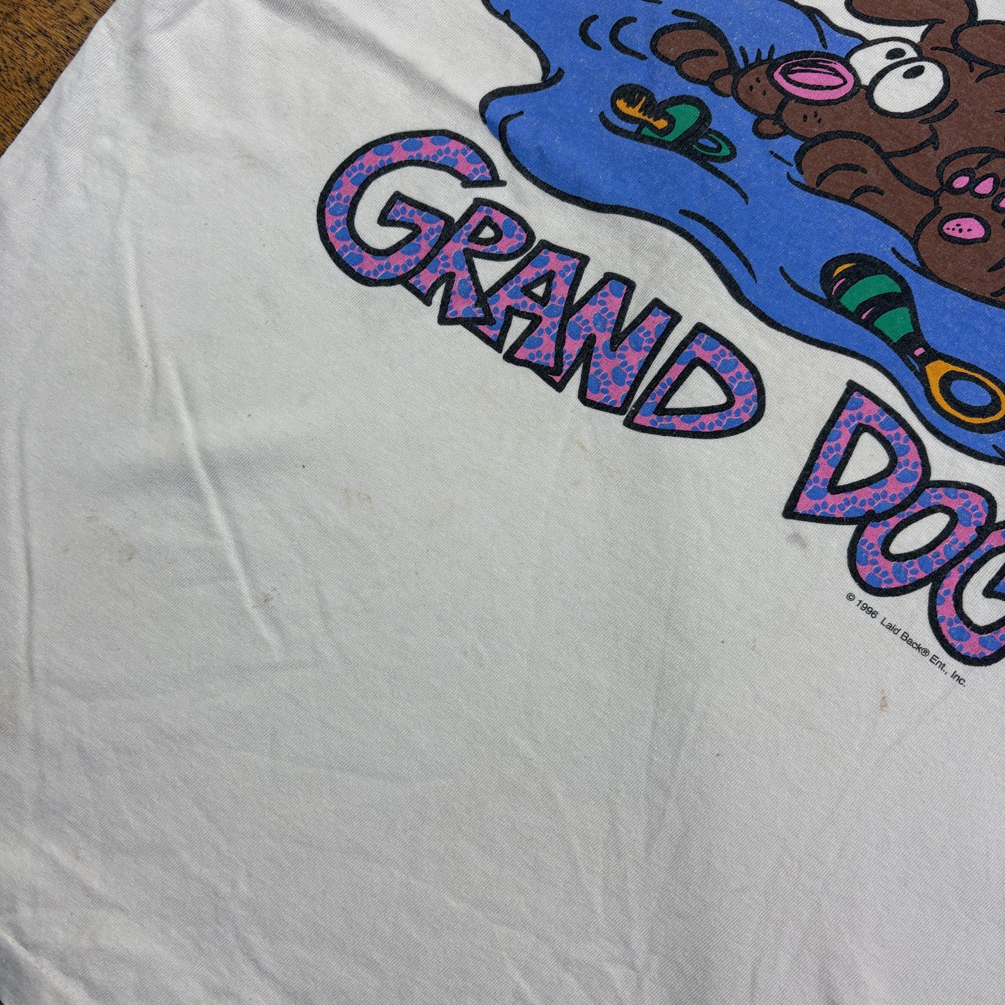 Vintage 1996 Funny Dog White Single Stitch Graphic T-Shirt - XL