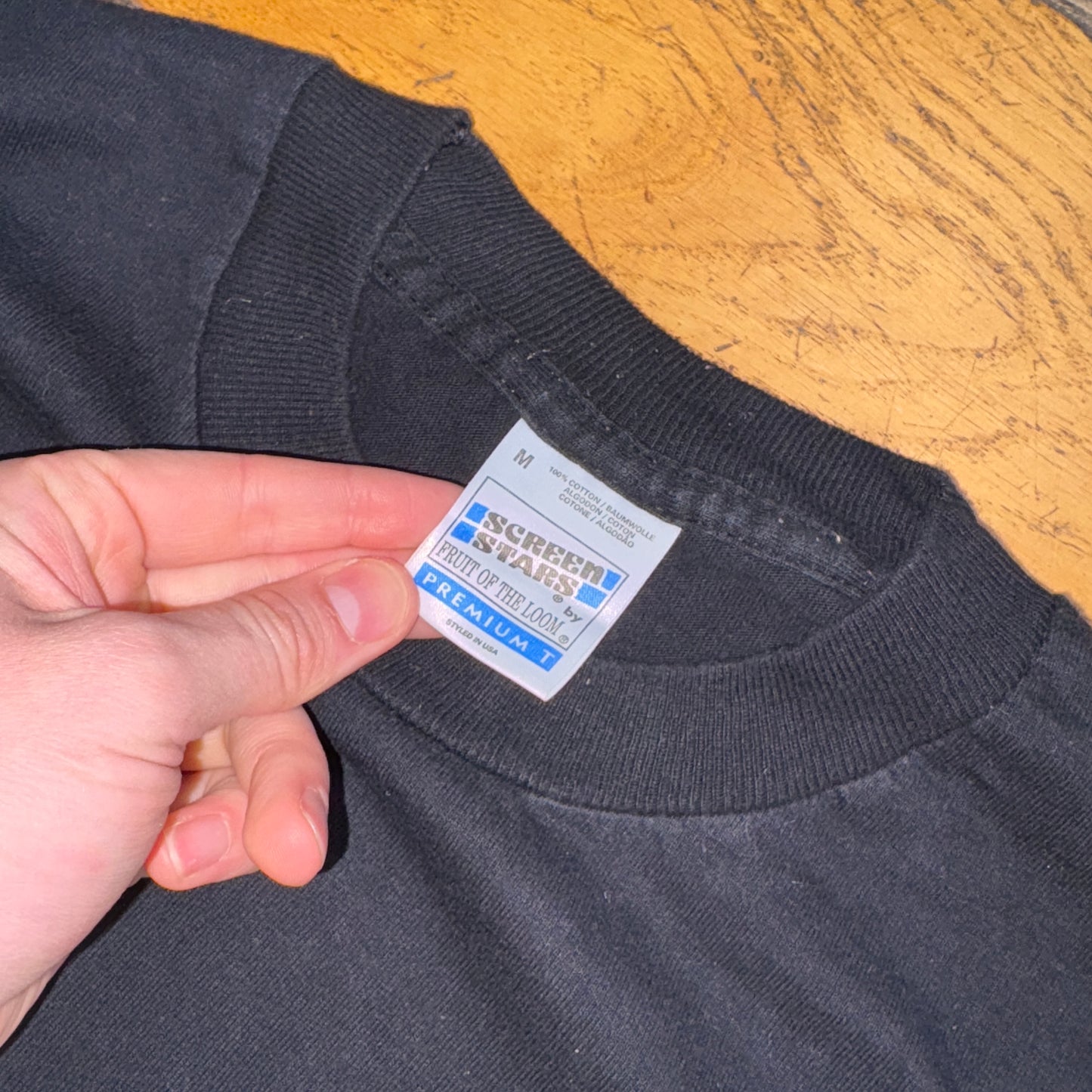 Vintage 90s Martini Screen Stars Black Long Single Stitch Graphic T-Shirt - S
