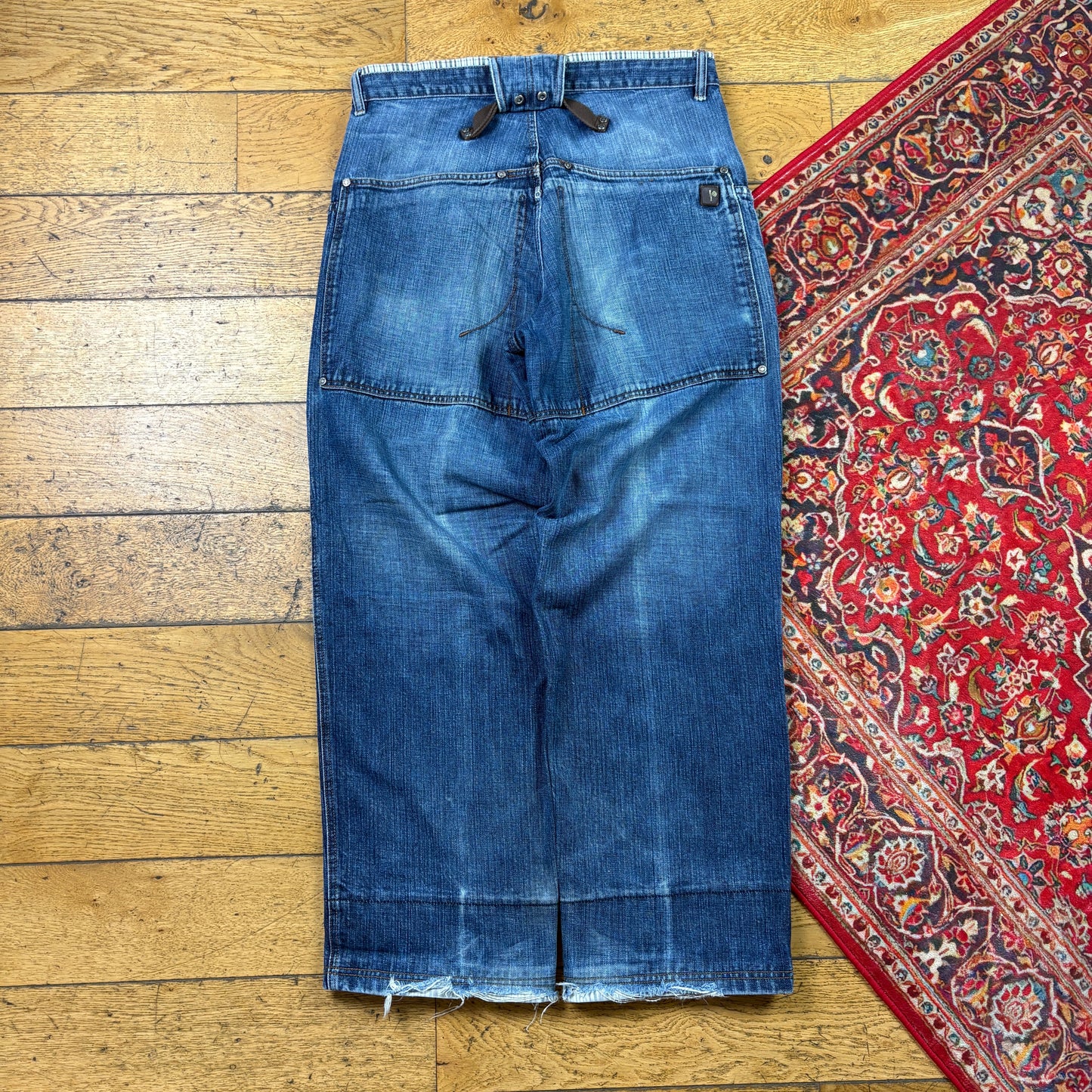 Vintage Pelle Pelle Blue Embroidered Y2K Hip Hop Baggy Jeans - 34