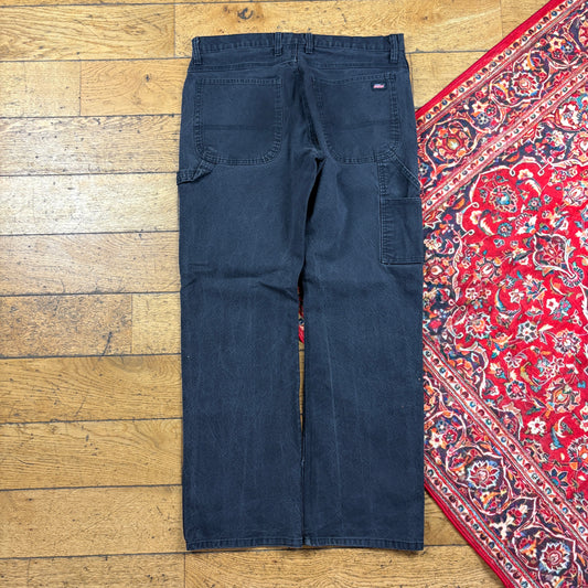 Vintage Dickies Workwear Carpenter Baggy Black Trousers - 34