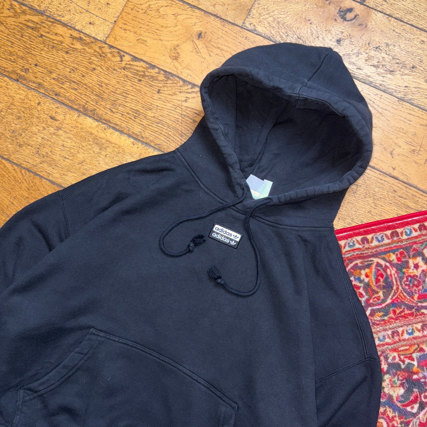Vintage Adidas Black Hoodie Womens Embroidered Sweatshirt -  Size 6