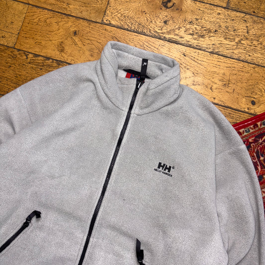 Vintage Helly Hansen Grey Zip Fleece Embroidered Sweatshirt - XL