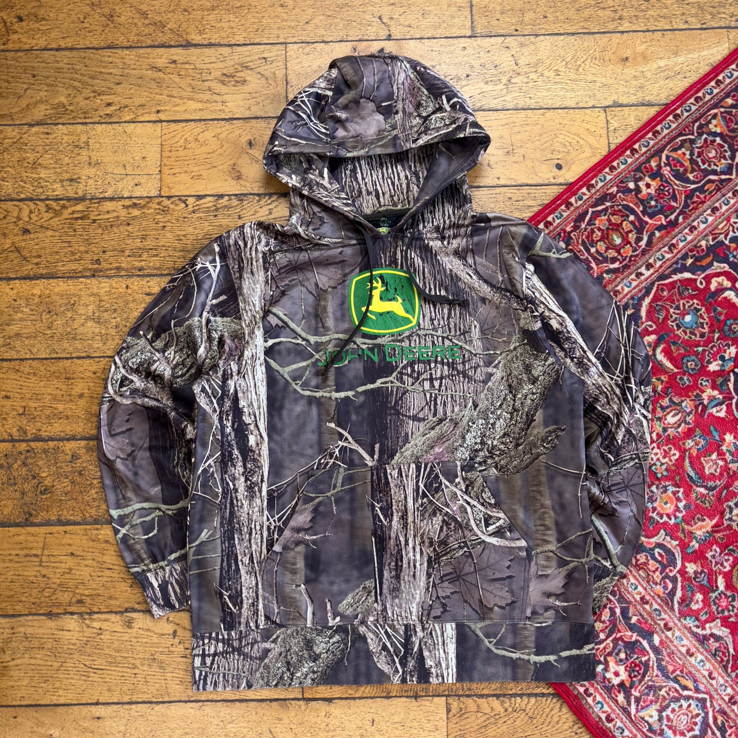 Vintage Realtree John Deere Camo Green Hoodie Sweatshirt - L