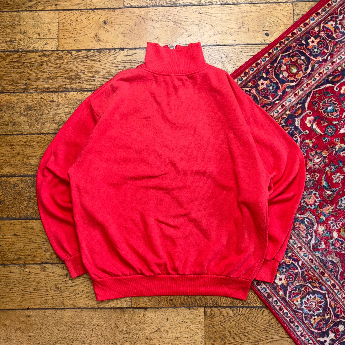 Vintage 90s Adidas Red Quarter Zip Embroidered Sweatshirt - M