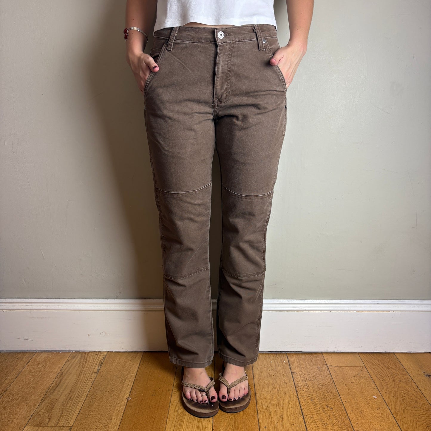 Vintage Dickies Brown Double Knee Workwear Carpenter Baggy Trousers - 30R