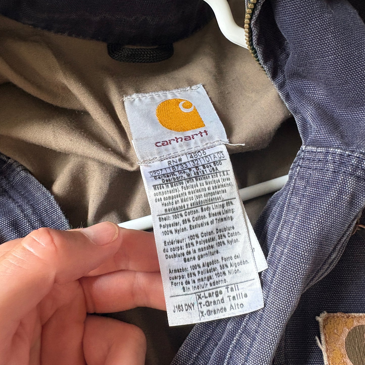 Vintage Carhartt Wylie Navy Blue Workwear Bomber Jacket - XL