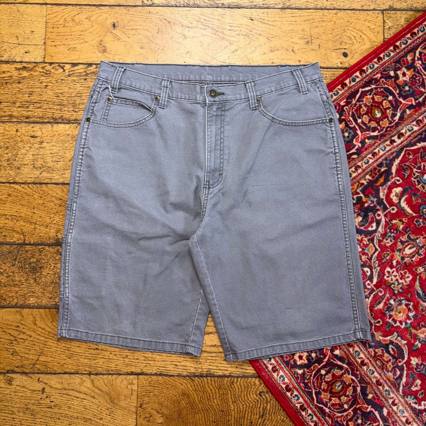 Vintage Dickies Workwear Carpenter Grey Baggy Shorts - 36