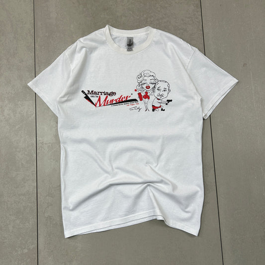 Vintage Graphic White Funny T-Shirt - S