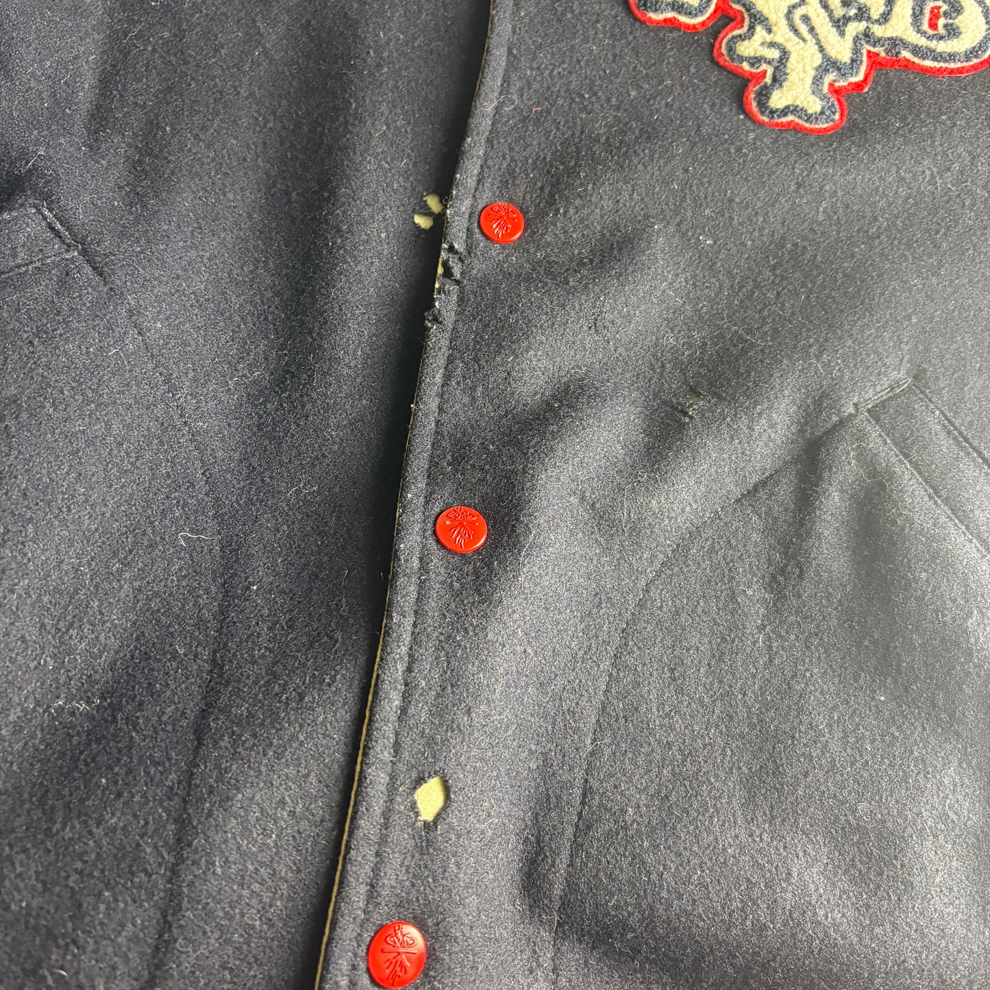 Vintage PNB Nation Wool Varsity Navy Cream Reversible Letterman Jacket - S