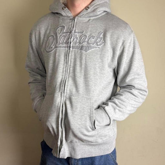 Vintage Saltrock Fleece Lined Grey Surfwear Hoodie Sweatshirt - L