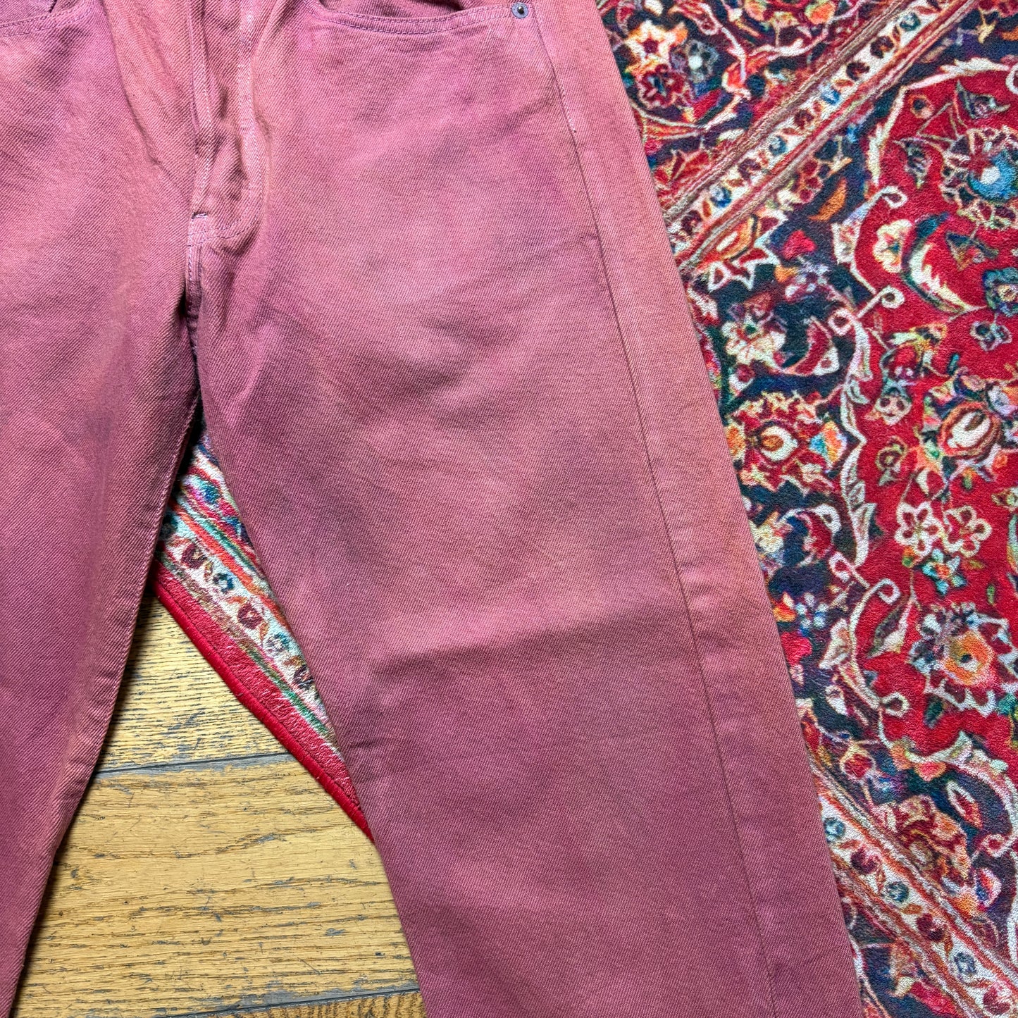 Vintage Levis 501 Straight Burgundy Pink Denim Jeans - 30S