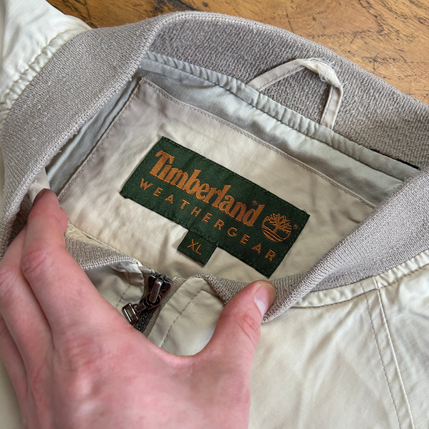 Vintage Timberland Cream Bomber Jacket - XL