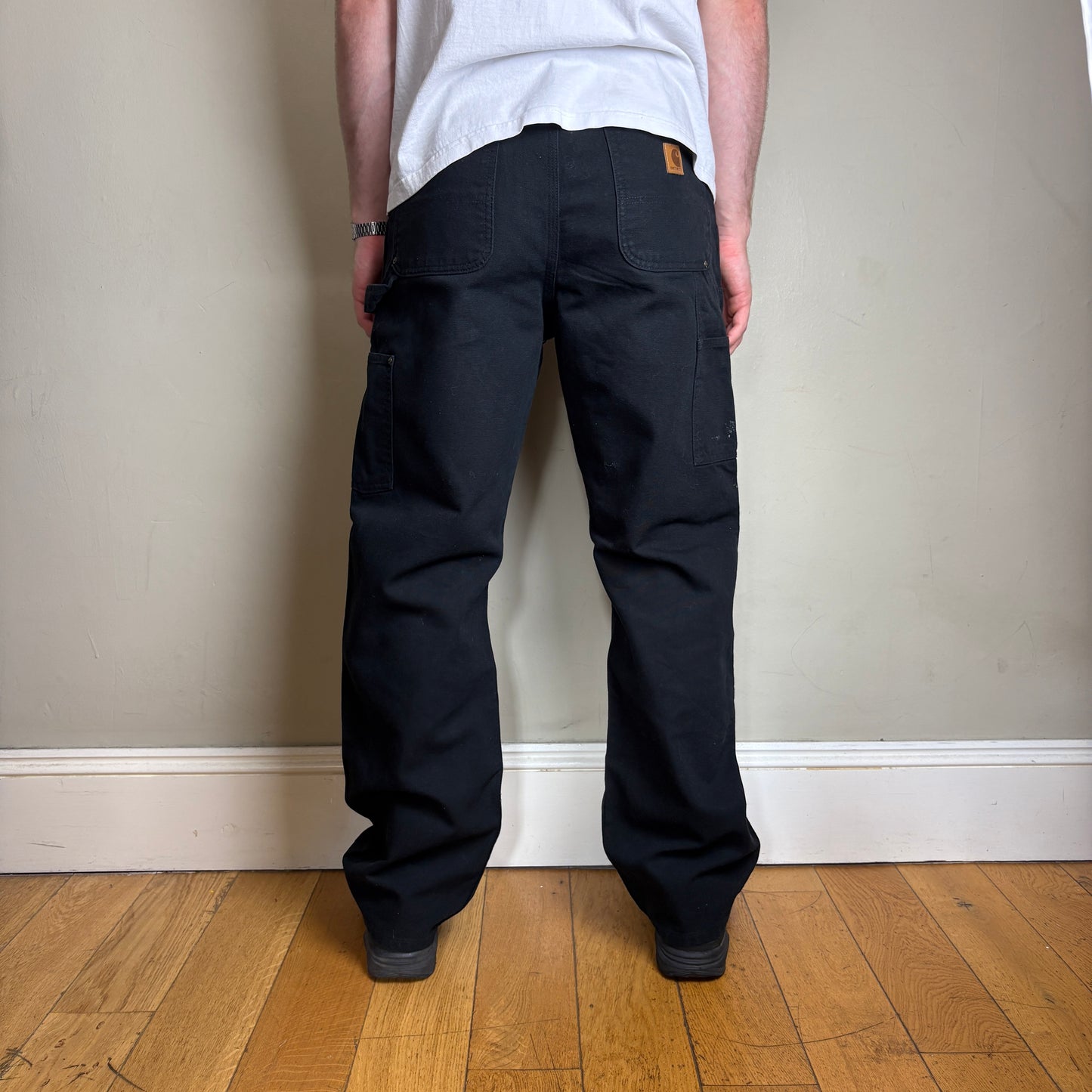 Vintage Carhartt Black Double Knee Workwear Carpenter Baggy Trousers - 32R
