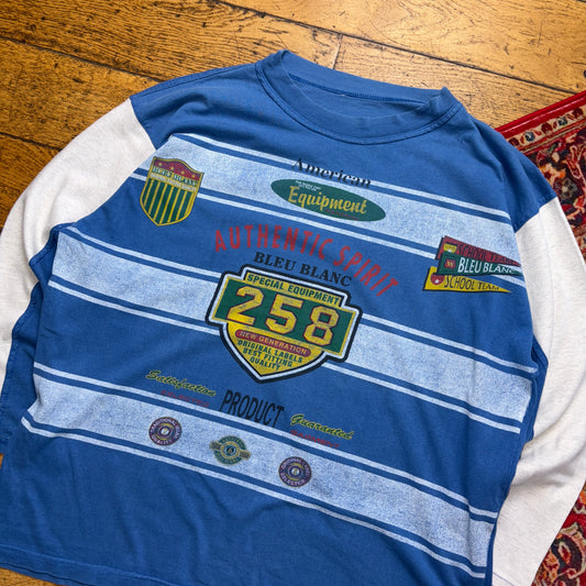 Vintage 90s Blue Long Sleeve Graphic T-Shirt - XL
