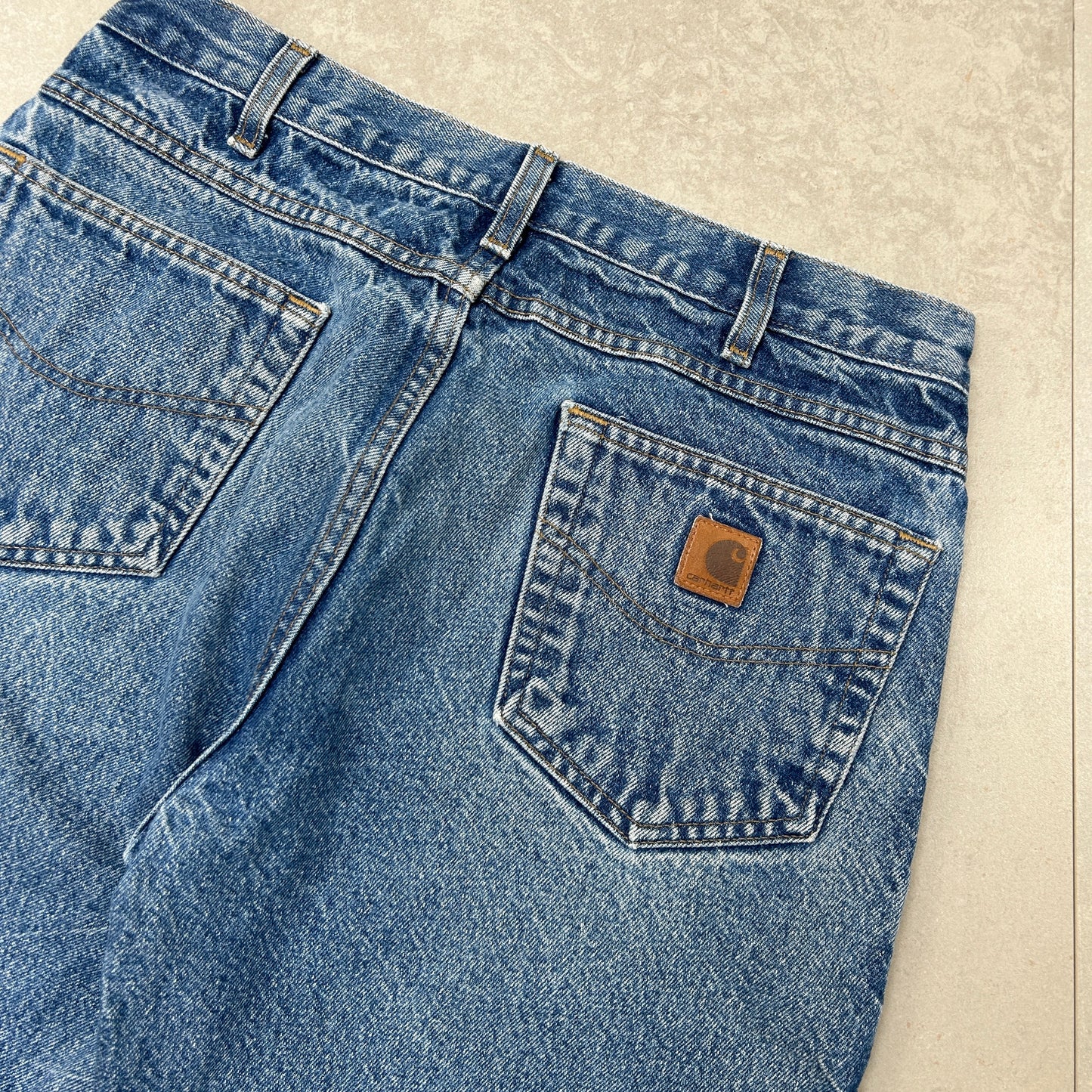 Vintage Carhartt Workwear Baggy Carpenter Blue Shorts - 34