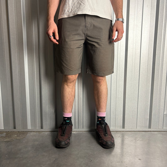 Vintage Quiksilver Y2K 00s Grey Brown Surfwear Shorts Swimming Trunks Check - 34