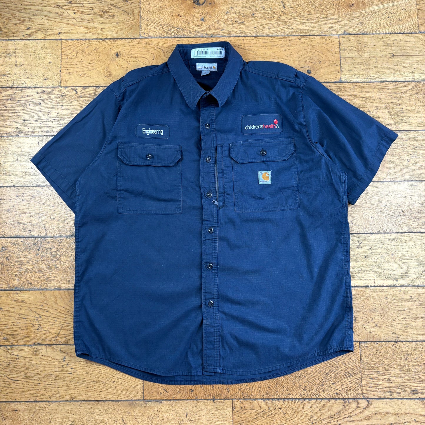 Vintage Carhartt Short Sleeve Workwear Navy Shirt - XL