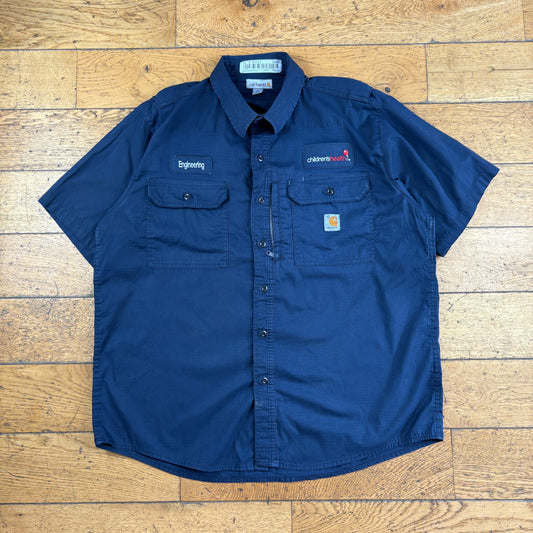 Vintage Carhartt Short Sleeve Workwear Navy Shirt - XL