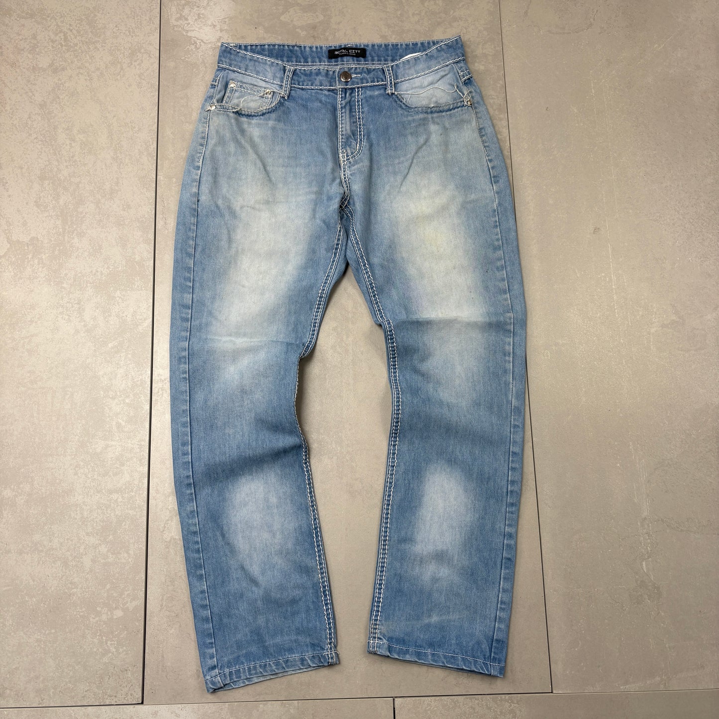 Vintage Embroidered Hip Hop Blue Jeans - 34