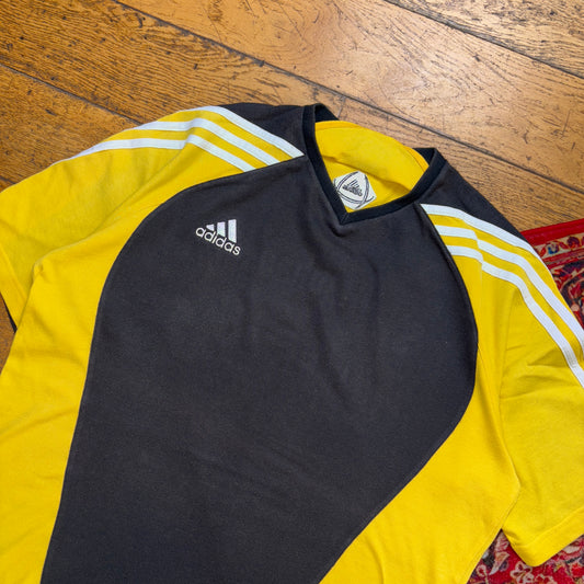 Vintage Adidas Black Yellow Embroidered Graphic T-Shirt - XL