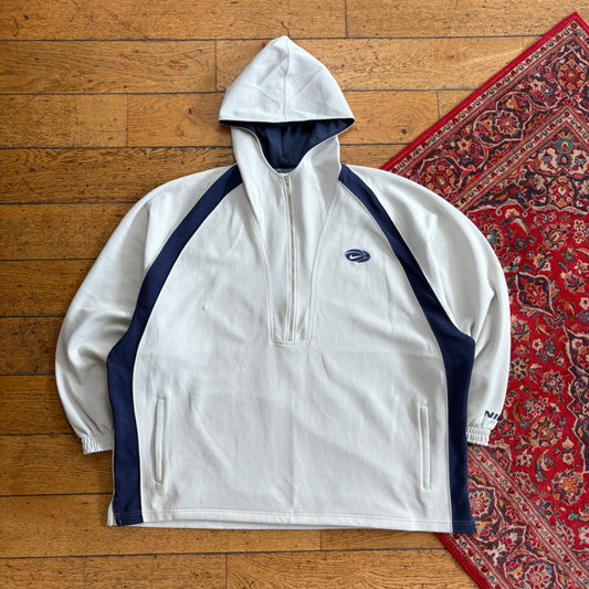Vintage 90s Nike Basketball Cream Navy Embroidered Sweatshirt - 3XL