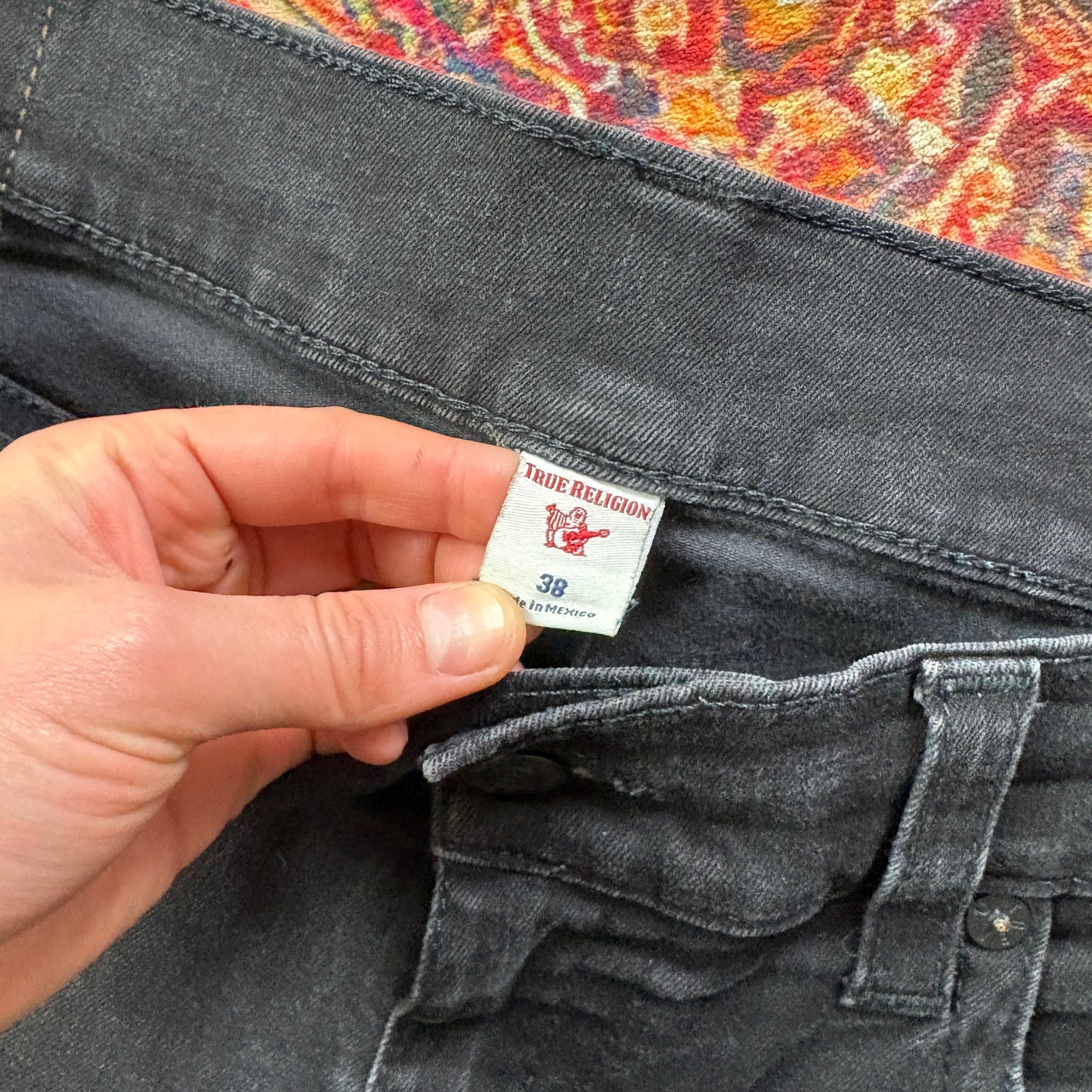 Vintage True Religion Black Embroidered Y2K Hip Hop Straight Jeans - 40