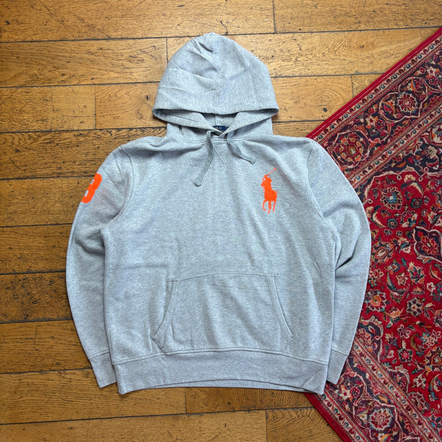Vintage Ralph Lauren Grey Hoodie Embroidered Sweatshirt - XL