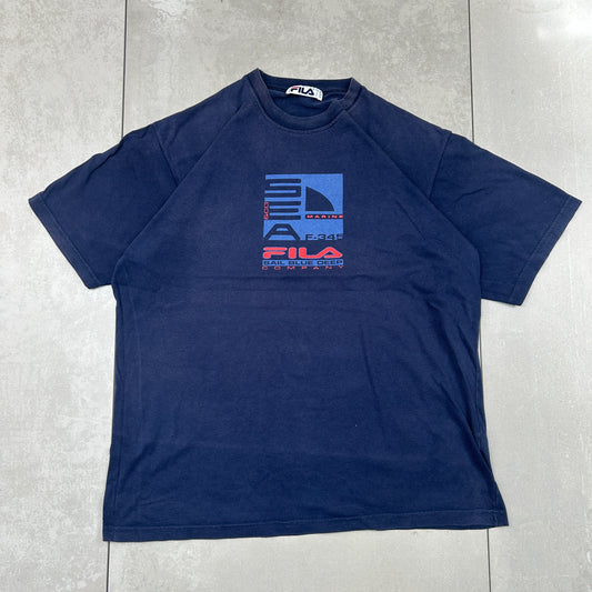 Vintage Fila Navy Graphic T-Shirt - L