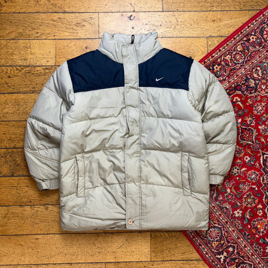 Vintage Nike Y2k 00s Grey Puffer Jacket - L