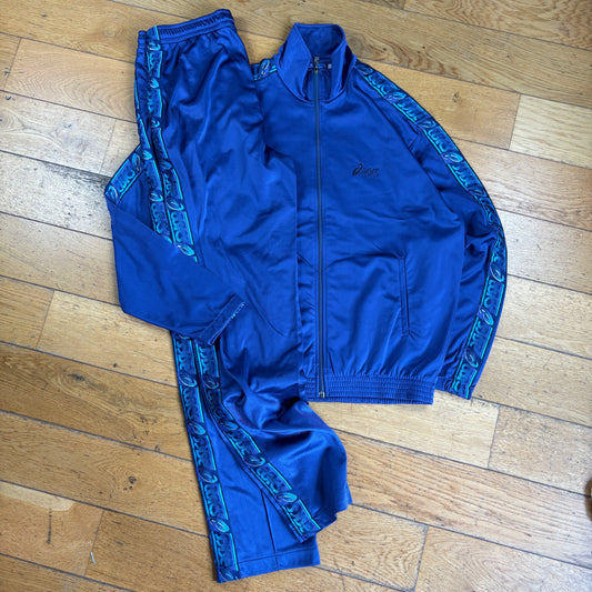 Vintage ASICs Blue Tracksuit Track Shell Windbreaker Jacket and Bottoms - M/L