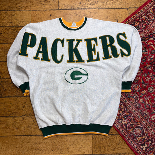 Vintage 90s NFL Packers Grey Embroidered Sweatshirt - L