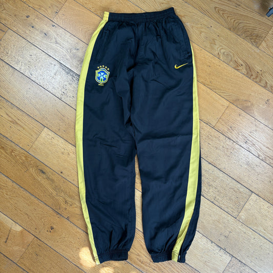 Vintage Nike Brazil Black Baggy Tracksuit Sweatpants Track Pants Bottoms - Size6
