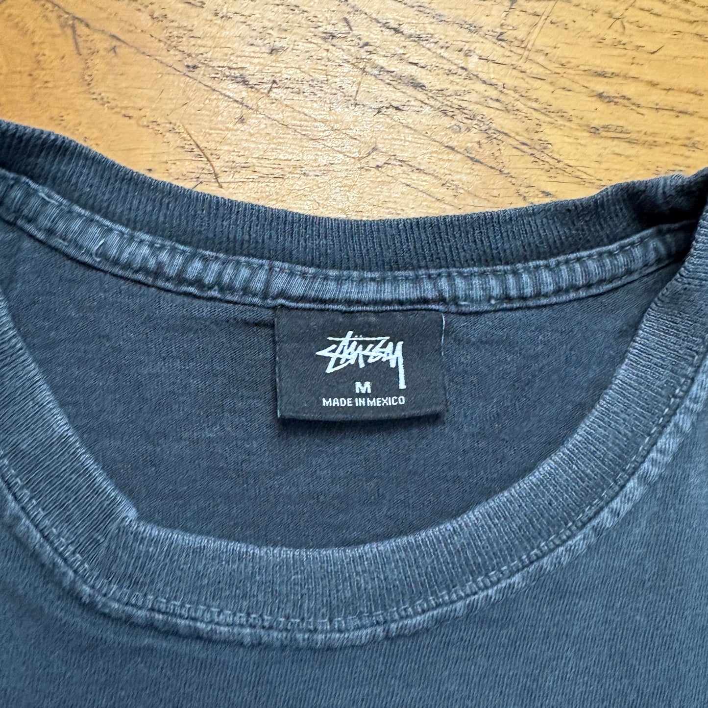 Vintage Stussy Grey Faded Black Graphic T-Shirt - S