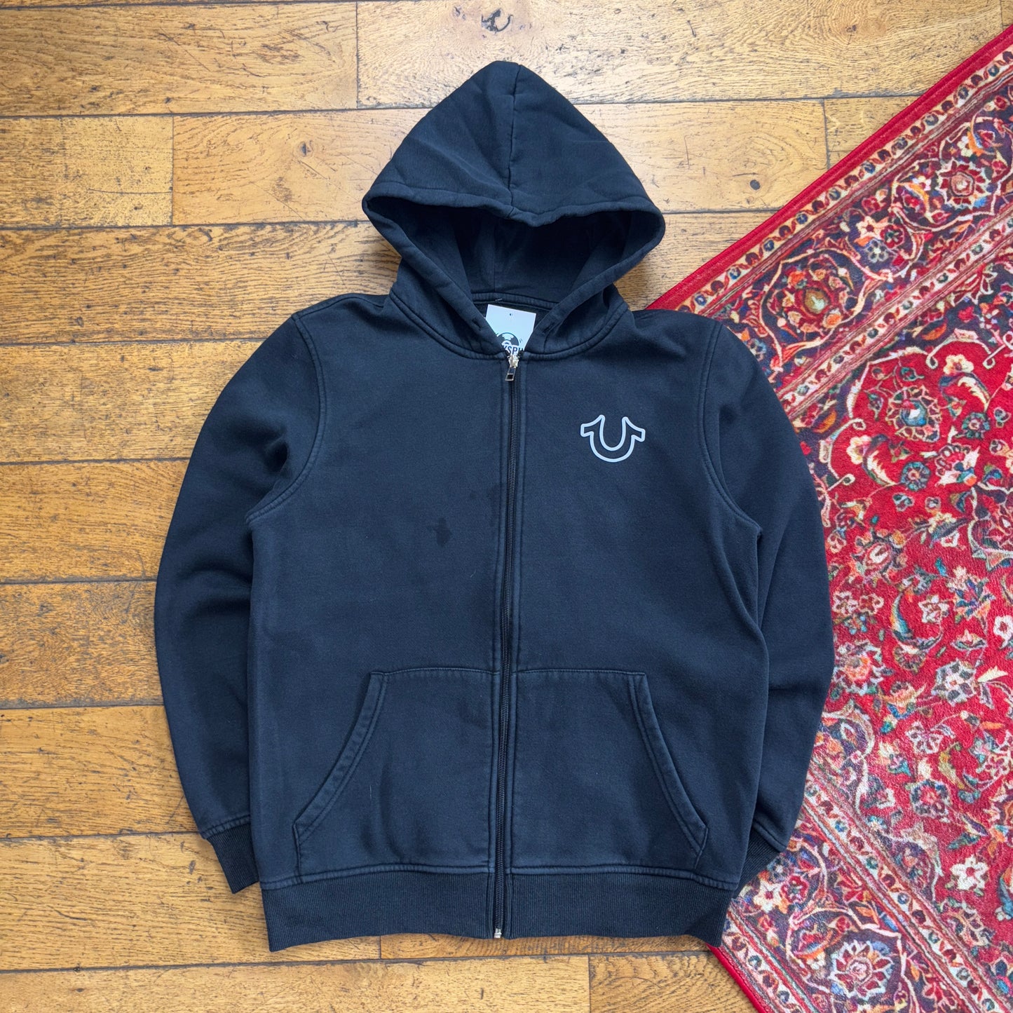 Vintage True Religion Black Zip Hoodie Sweatshirt - S
