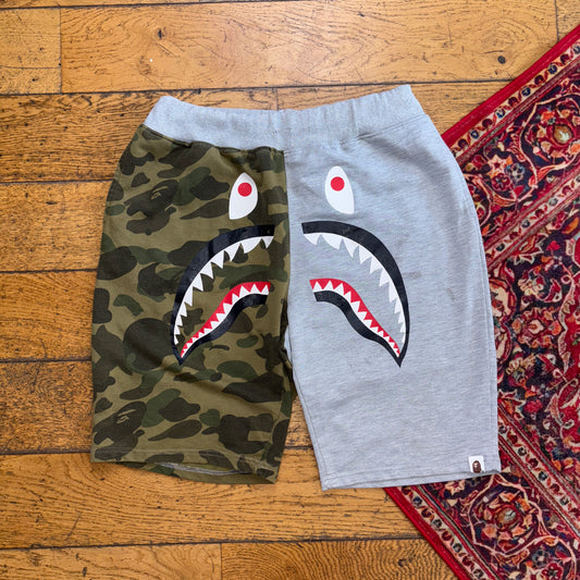 Vintage Bathing Ape Bape Grey Camo Sweat Jogger Shorts Jorts - M