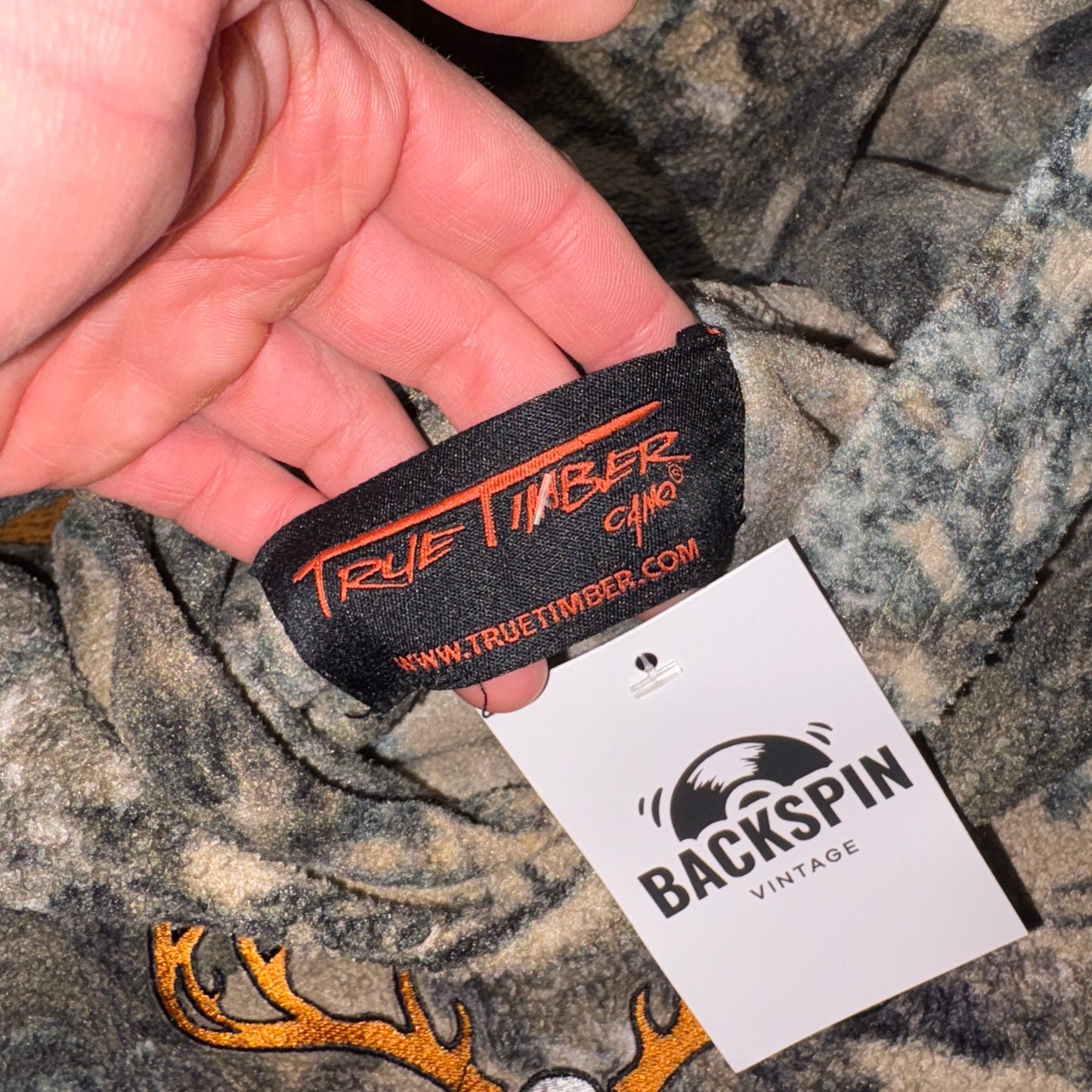Vintage Realtree Fleece Camo Green Hoodie Embroidered Sweatshirt - L