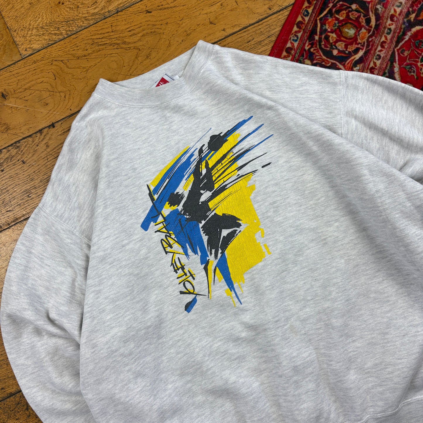 Vintage 90s Hanes Volleyball Graphic Grey Sweatshirt - XL