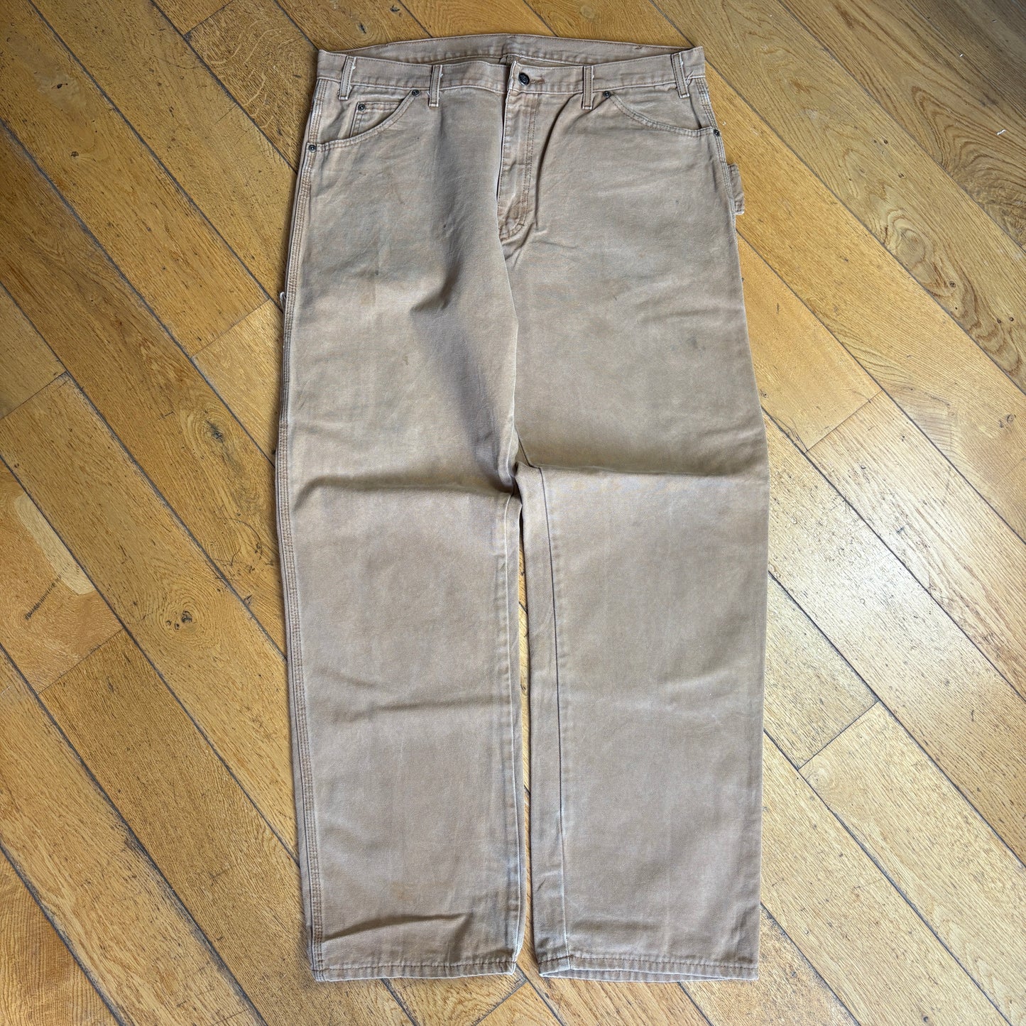 Vintage Dickies Workwear Brown Carpenter Baggy Trousers - 38