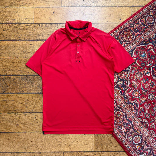 Vintage Red Oakley Embroidered Polo Shirt - S