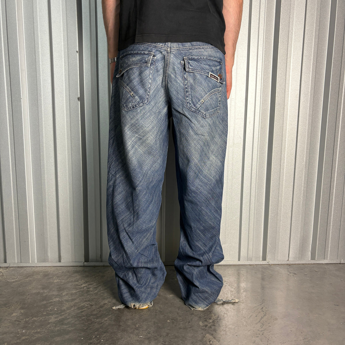 Ecko Unltd Blue Embroidered Japanese Denim Hip Hop Y2K Baggy Jeans - 38L