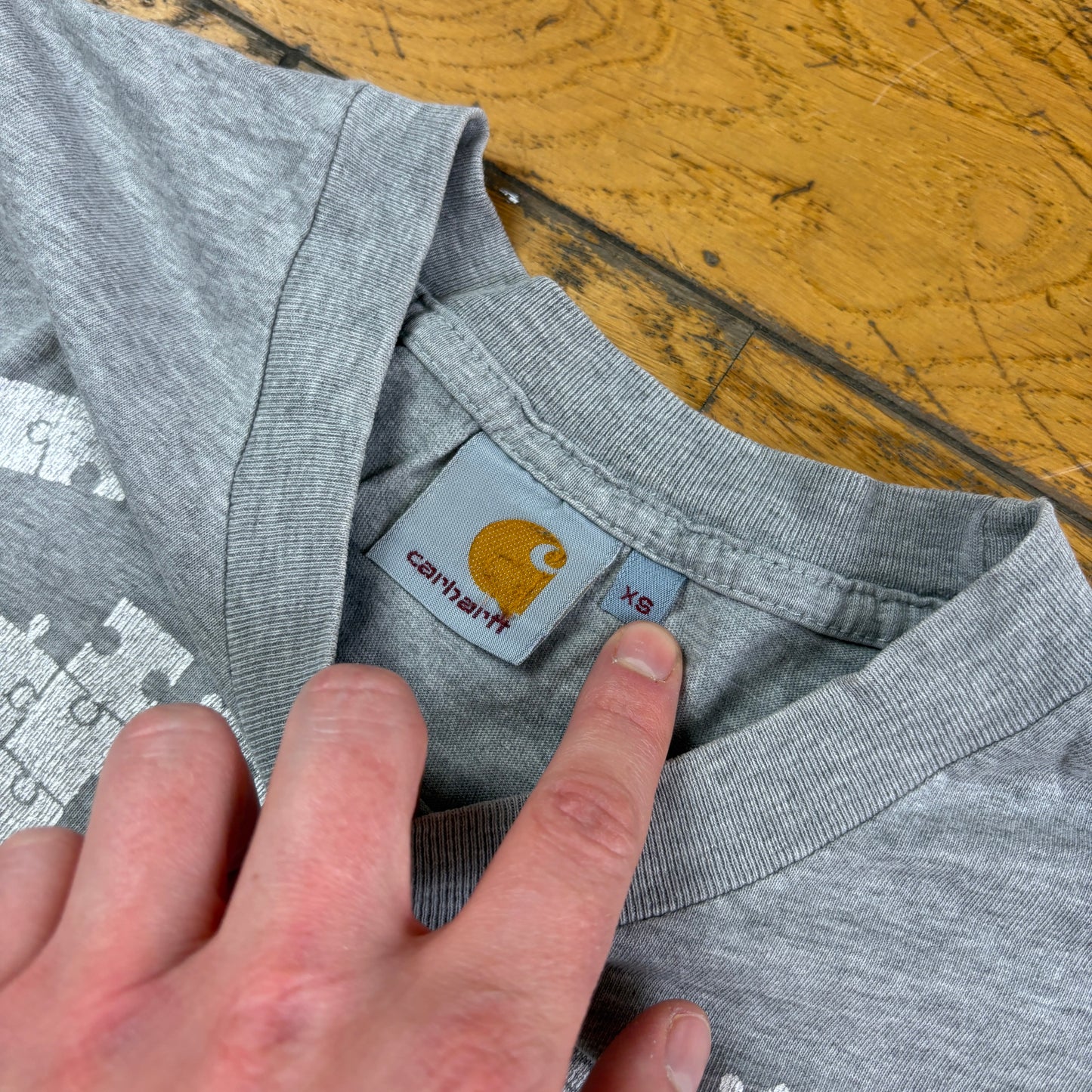 Vintage Carhartt WIP Grey Jigsaw Graphic T-Shirt - XS