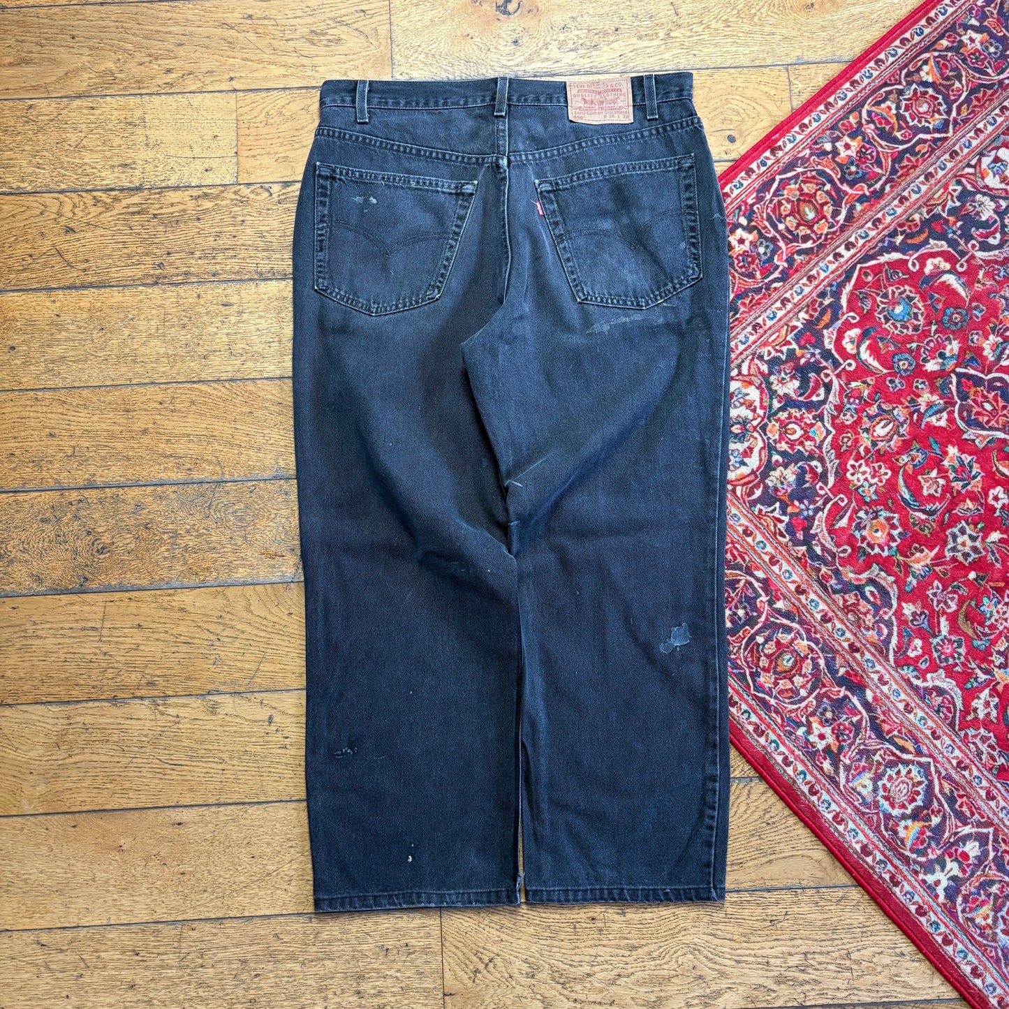 Vintage Levis 550 Baggy Black Denim Jeans - 36S