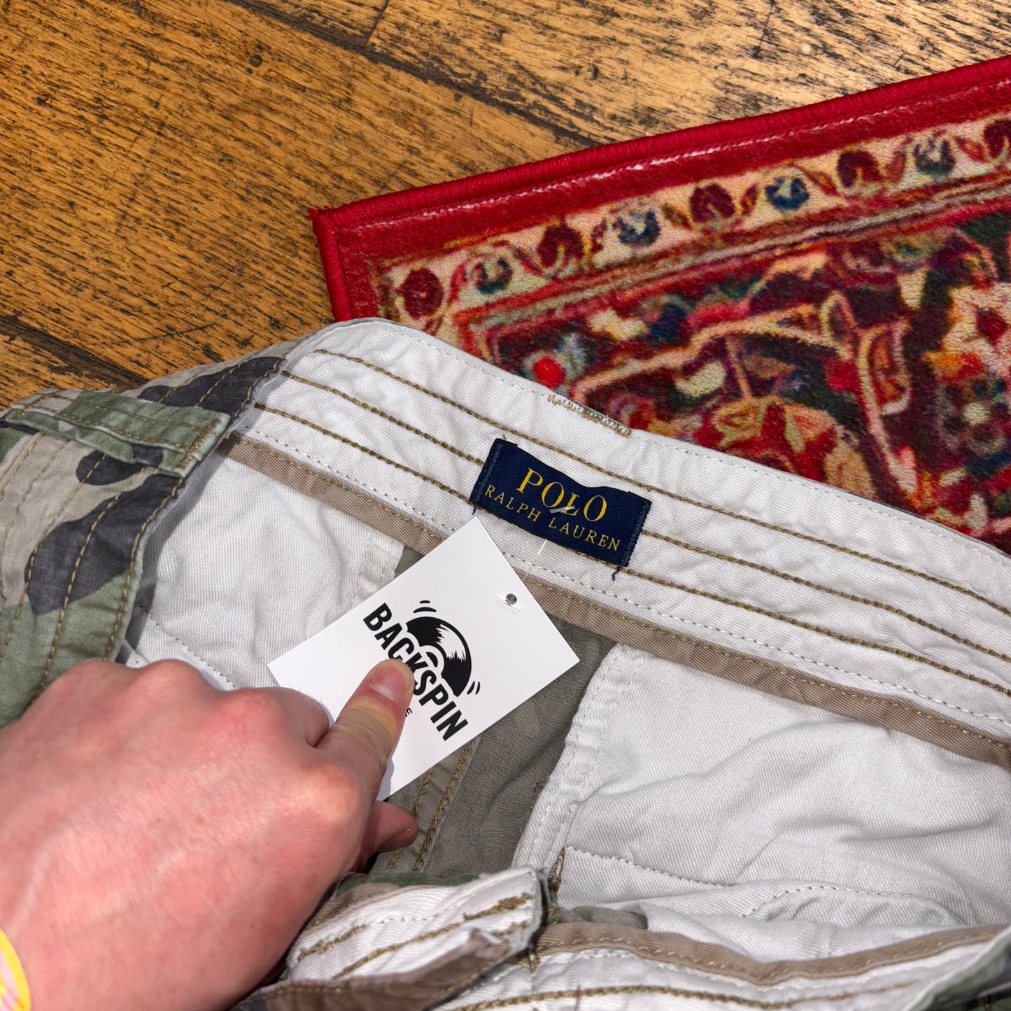 Vintage Ralph Lauren Green Camo Y2K Baggy Shorts Jorts - 28