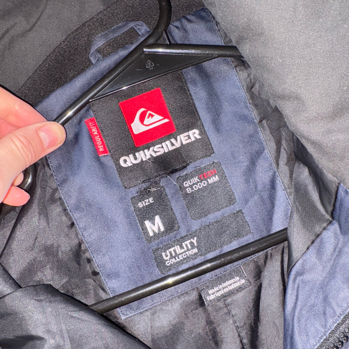Quiksilver Navy Pattern Ski Snow Technical Coat - M