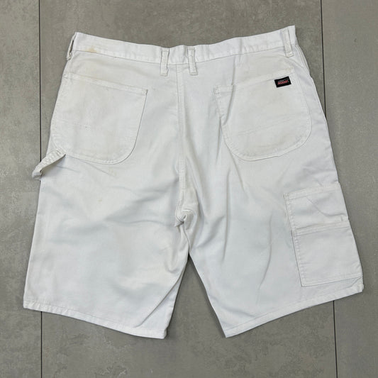 Vintage Dickies Workwear Carpenter Baggy White Shorts - 38