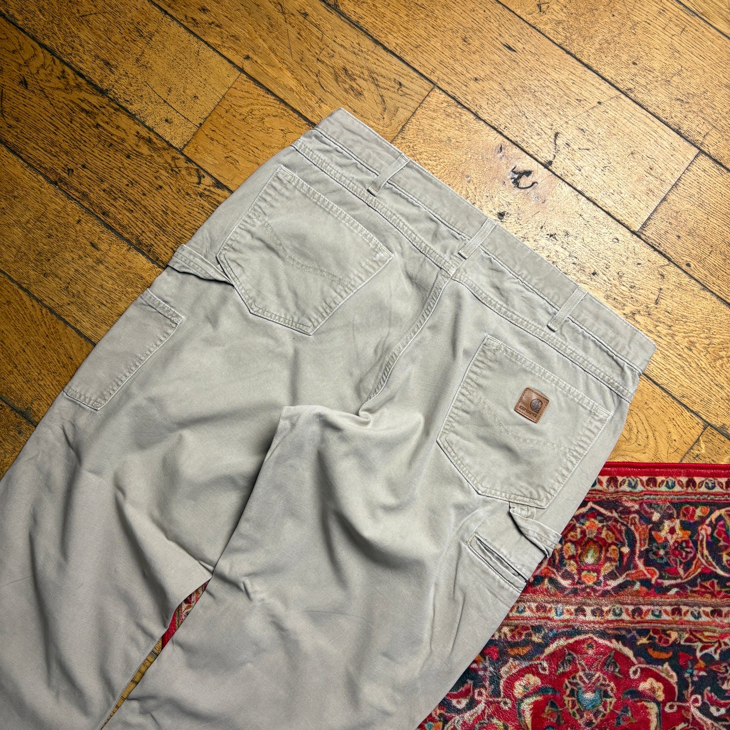 Vintage Carhartt Workwear Carpenter Cream Baggy Trousers - 38R