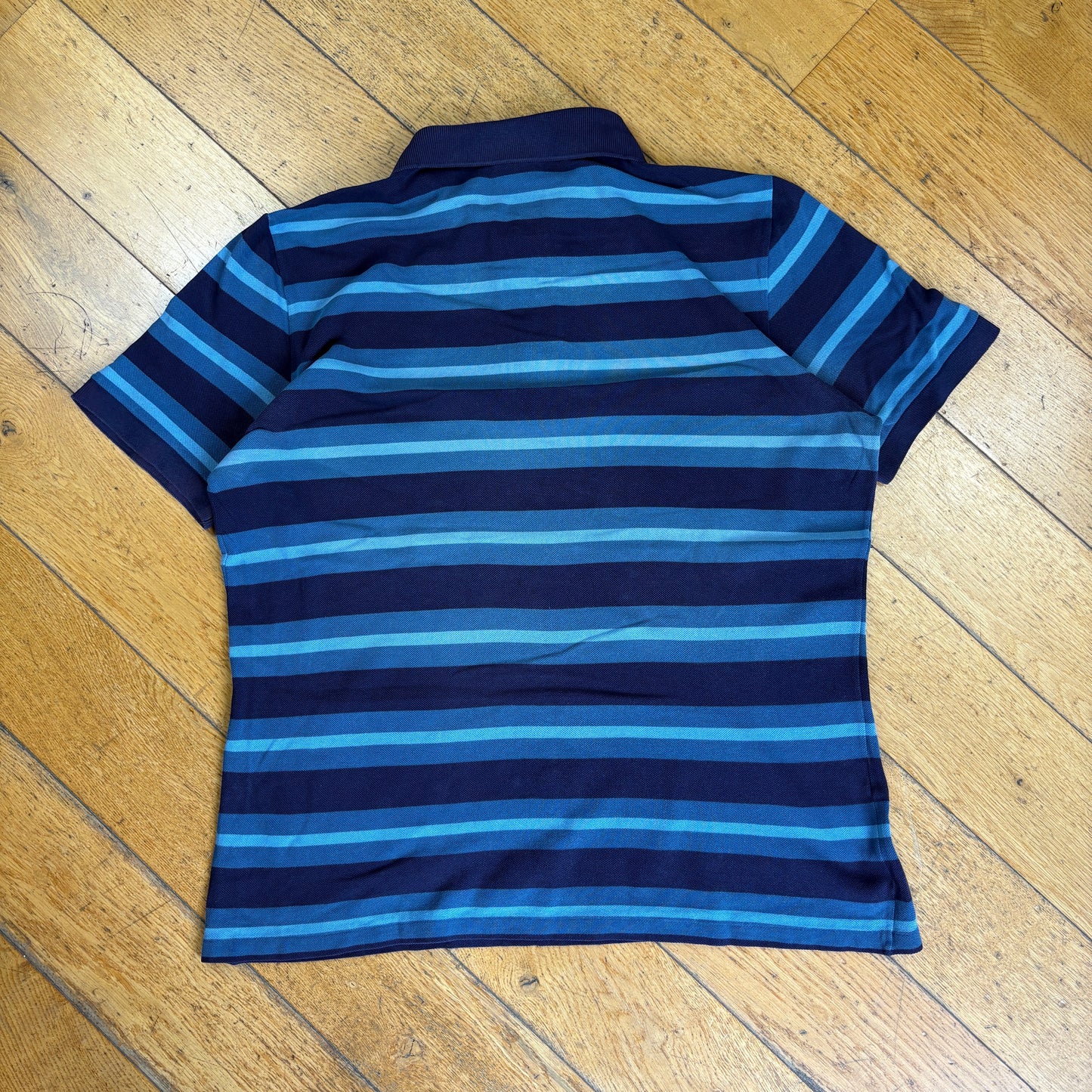 Vintage Lacoste Blue Stripe Polo Shirt - L