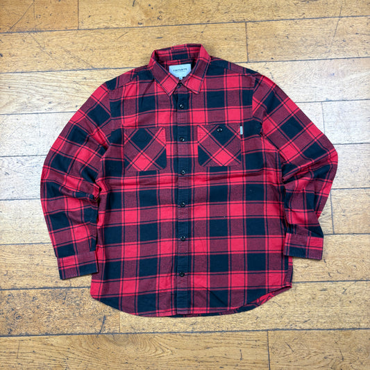 Vintage Carhartt Red Check Flannel Workwear Shirt - M